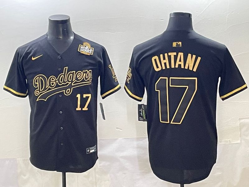 Men 2025 Los Angeles Dodgers #17 Ohtani Black Gold Five generations Nike MLB Jersey style 10->los angeles dodgers->MLB Jersey